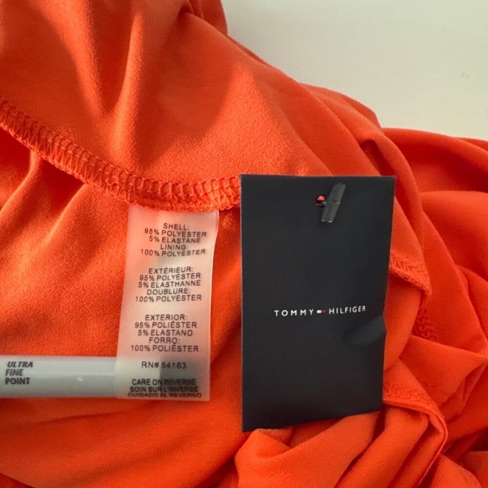 Tommy Hilfiger Orange Sleeveless Halter Maxi Dress Size 14 With Drawstring Waist - Picture 7 of 8